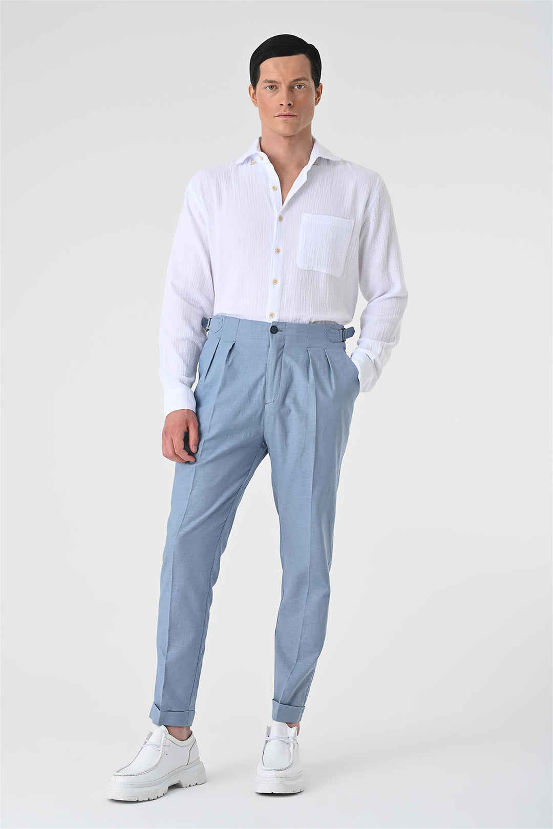 ANT High Waist Pleated Linen Men's Trousers - La Mesa