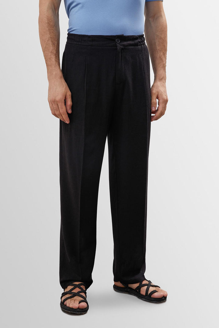 ANT High Waist Pleated Linen Blend Men's Trousers - Houston