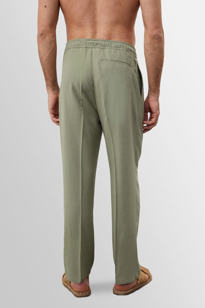 ANT High Waist Pleated Linen Blend Men's Trousers - Chihuahua