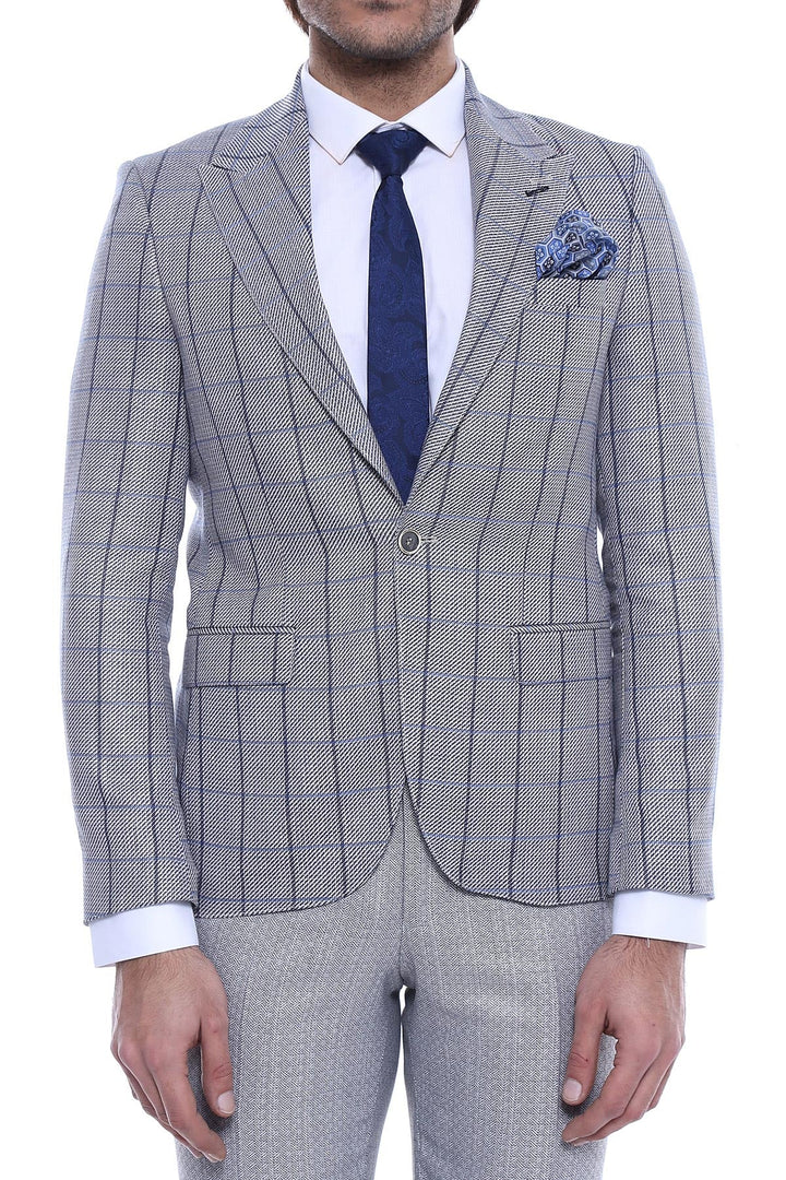 WSS Single Button Pointed Collar Light Blue Blazer  - Villa del Carbón