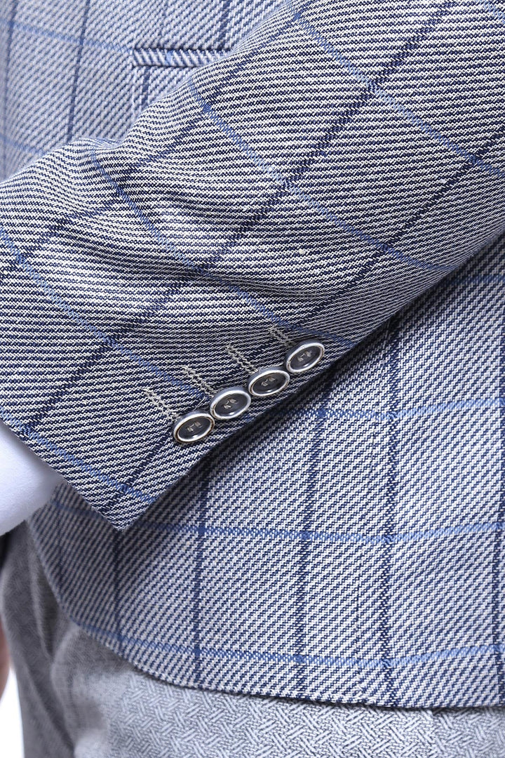 WSS Single Button Pointed Collar Light Blue Blazer  - Villa del Carbón