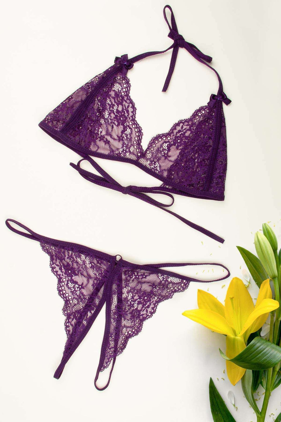 IFO Lace Fantasy Bra Set Purple - Florence