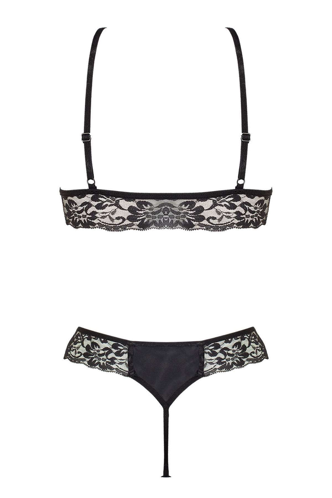 IFO Satin Bra and Thong Set Black - Jaén
