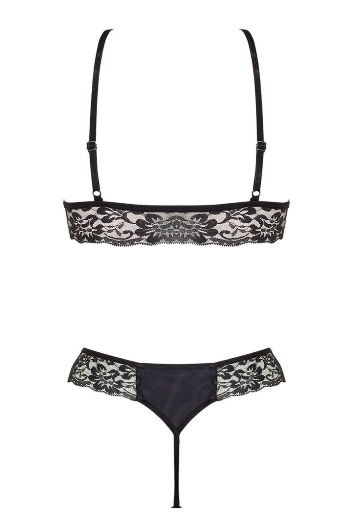 IFO Satin Bra and Thong Set Black - Jaén
