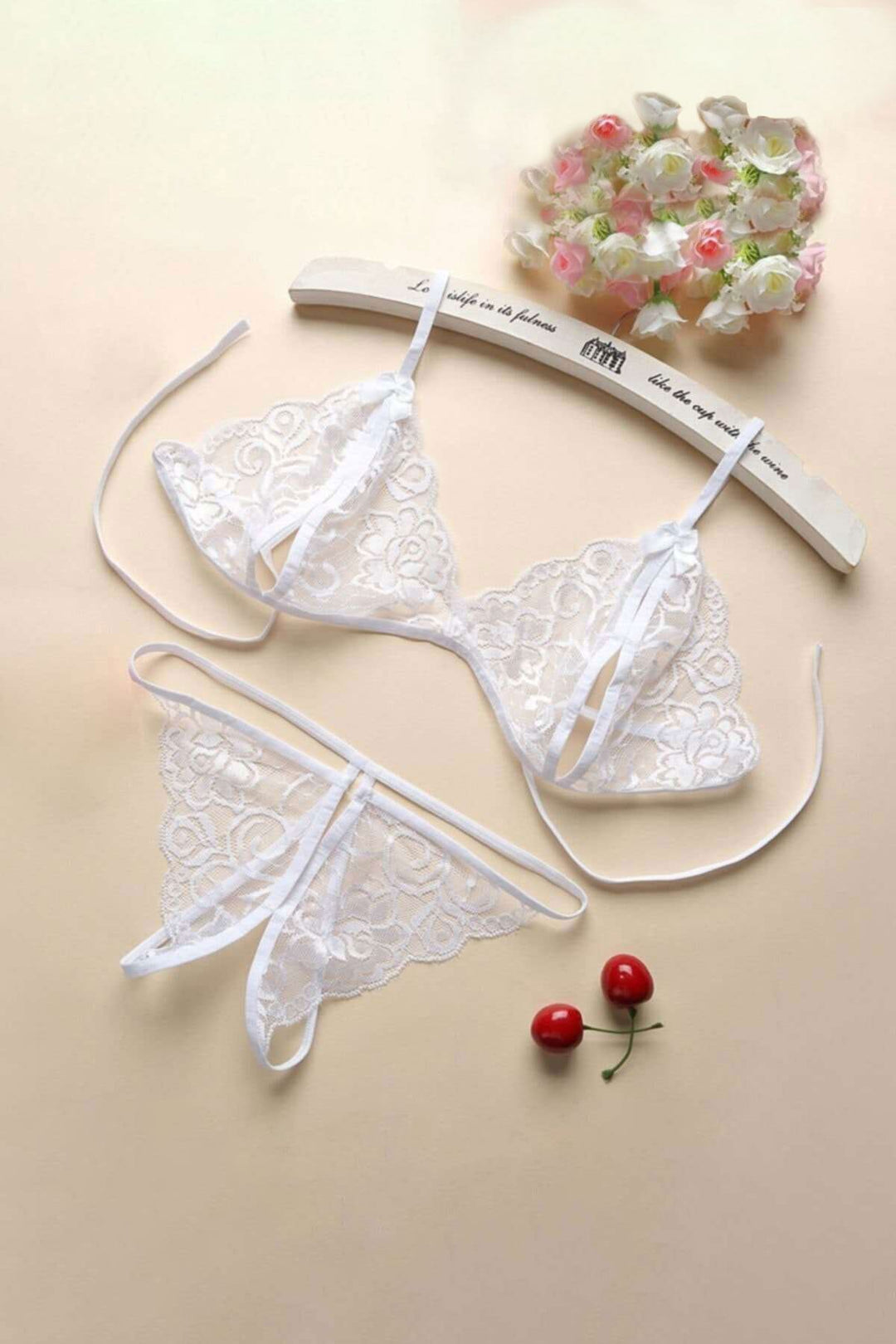 IFO Lace Fantasy Bra Set White - Scandicci