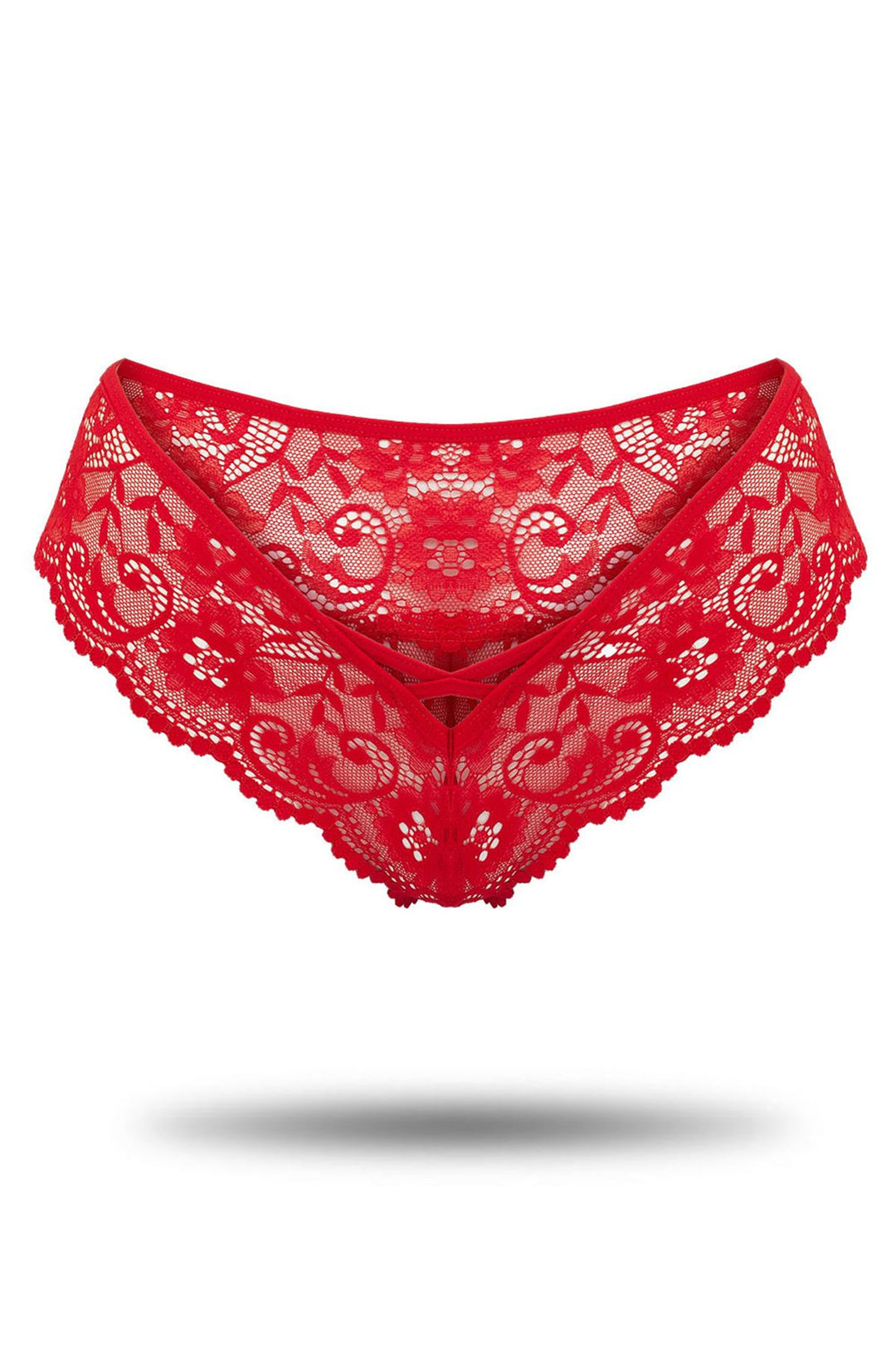 IFO Lace Front String Detail Panties Red - Walkden