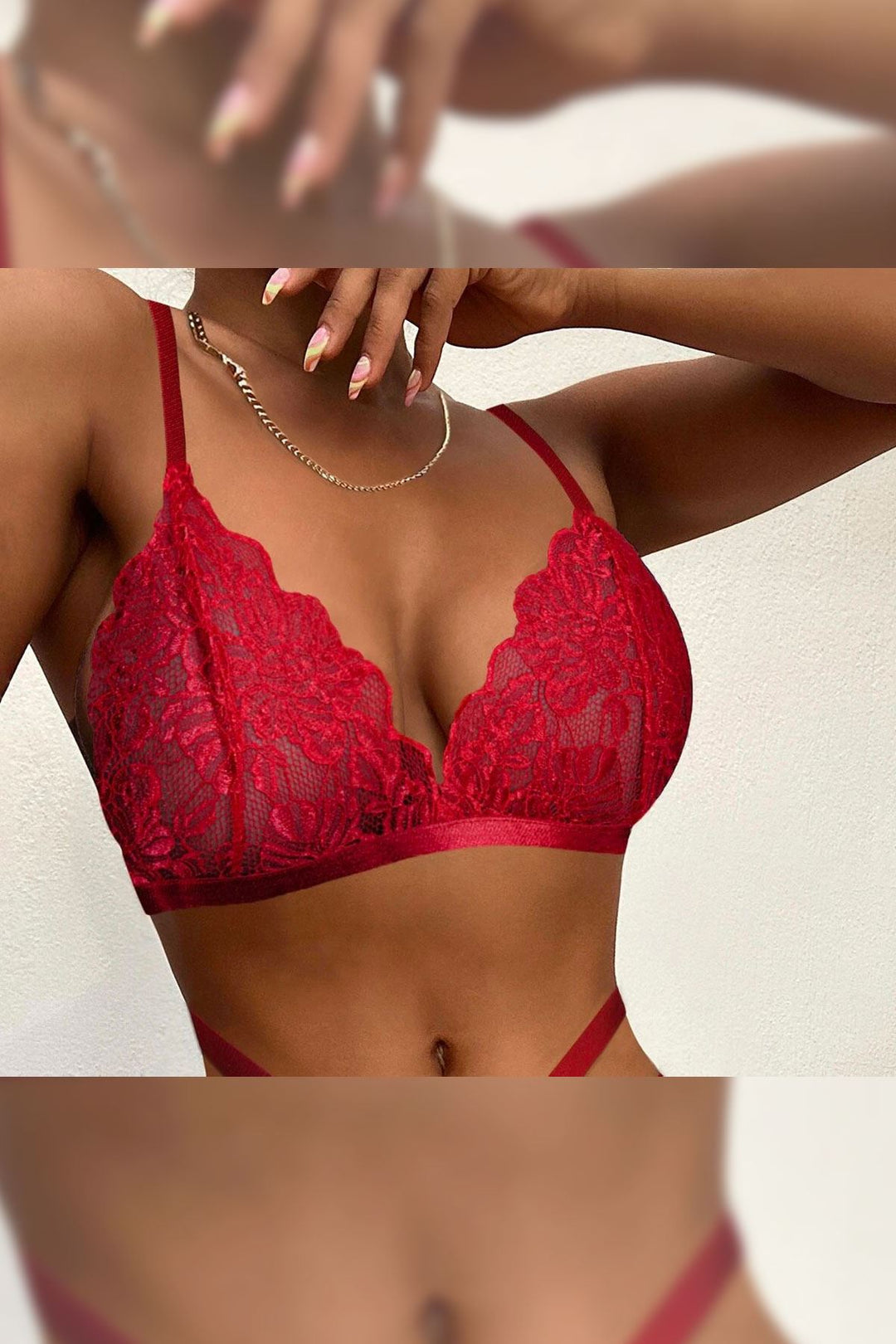IFO Red Bra with Lace Embroidery - Coburg