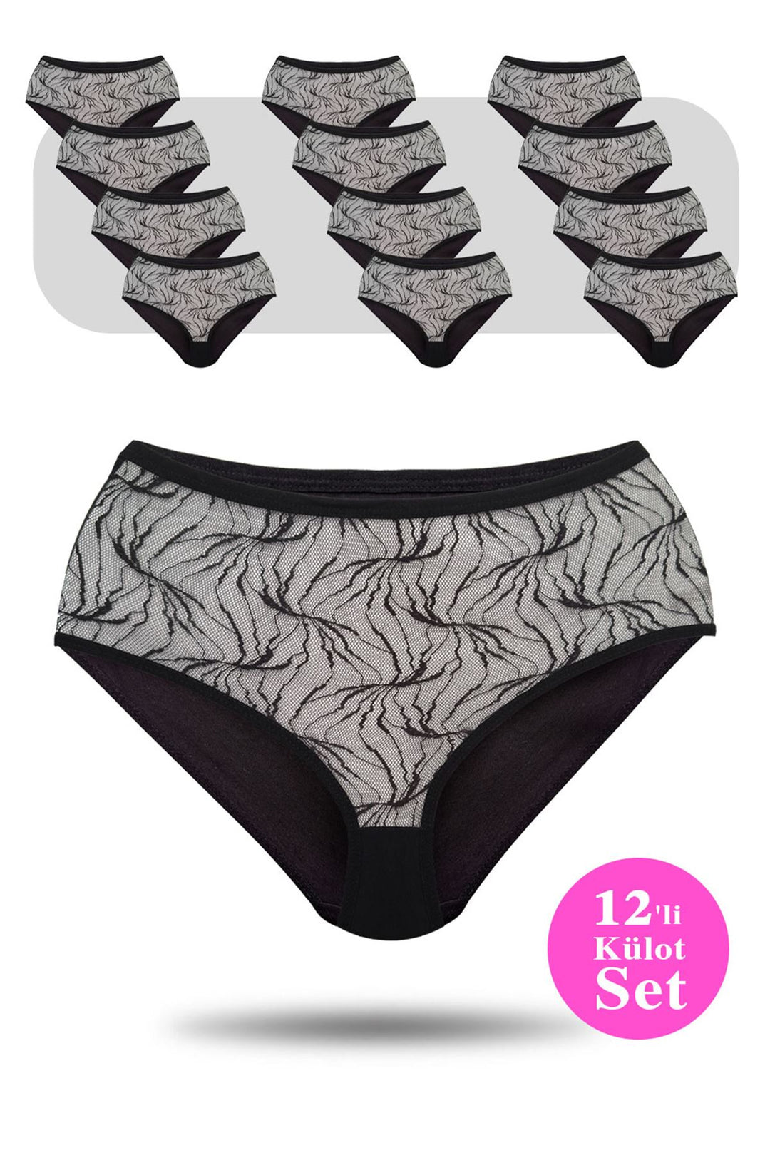 IFO 12-Piece Lace Trimmed Bath Kitchen Panties Set Black - Baytown