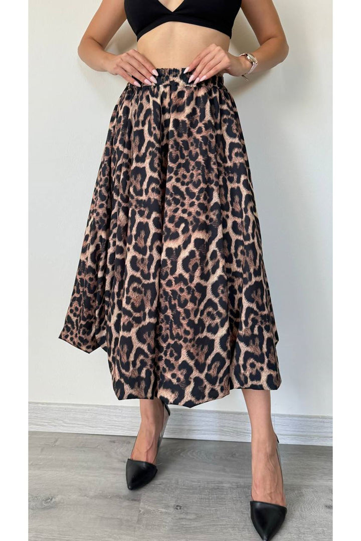 MXM Women Leopard Print Pleated Midi Skirt - Modern and Stylish Design - Vasylkiv