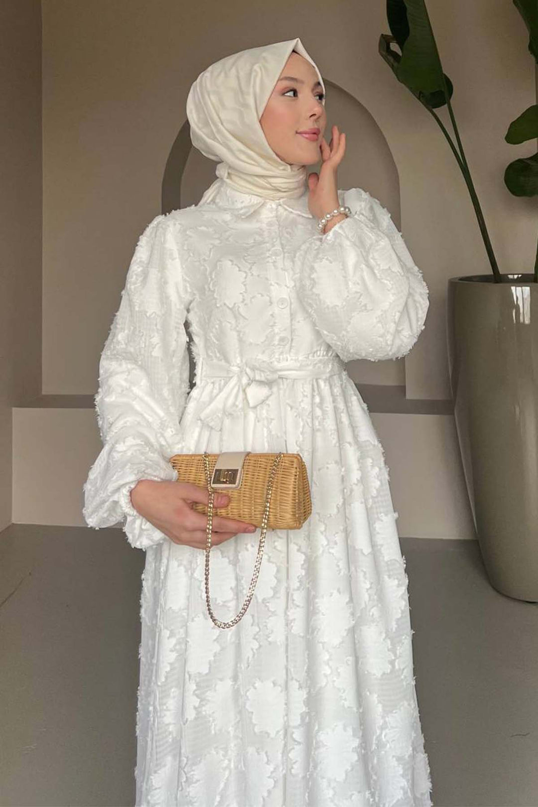 BNG Women Floral Pattern Chiffon Dress White 1006 - Pesquería