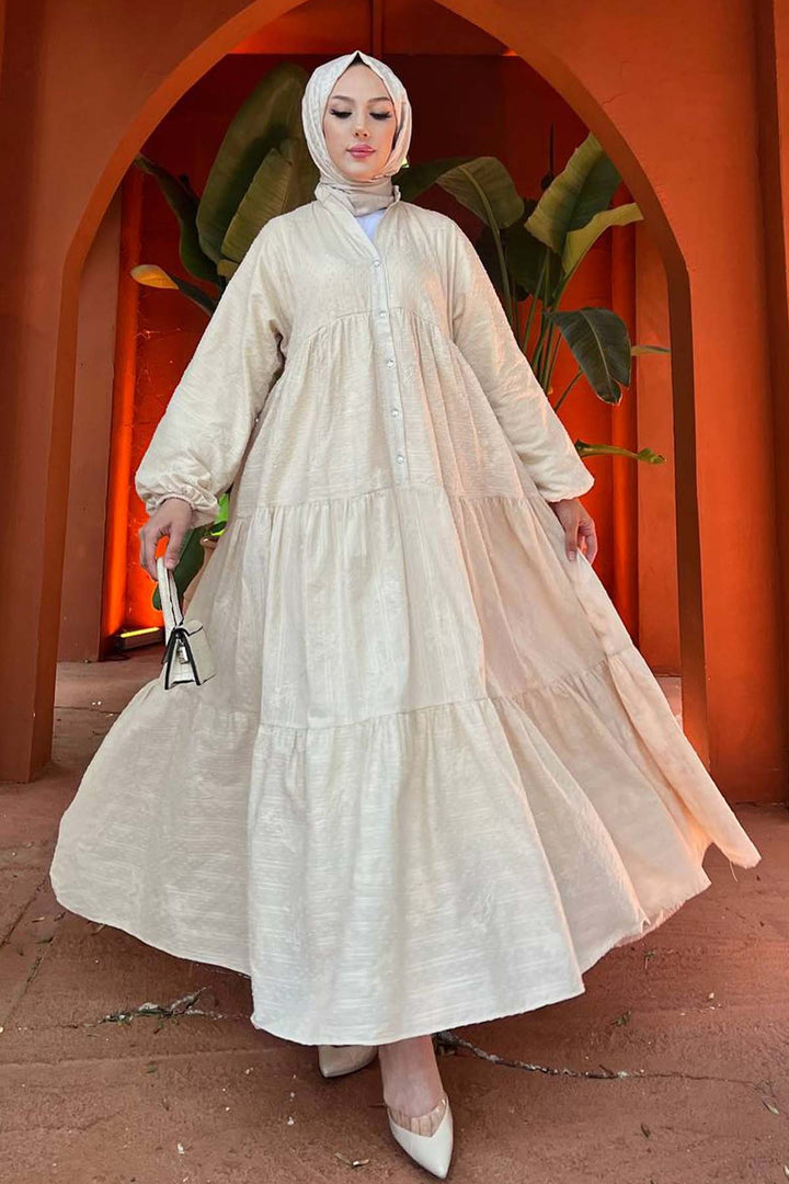 BNG Women Flower Embossed Dress Cream 1000 - Oak Park