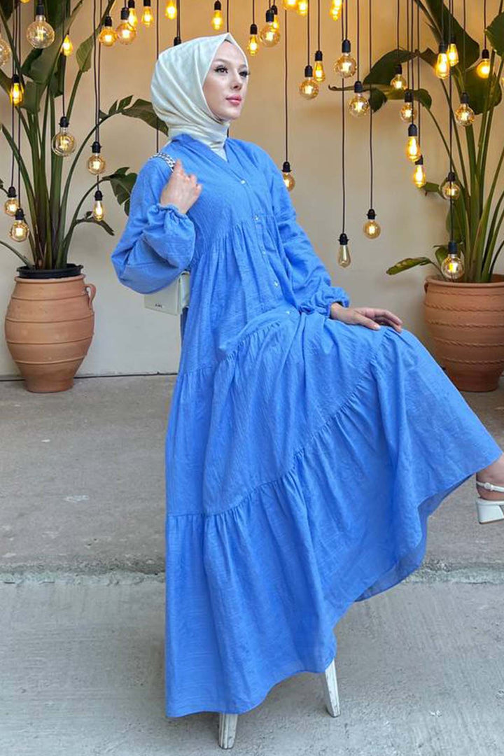 BNG Women Flower Embossed Dress Blue 1000 - Pen-y-Bont ar Ogwr