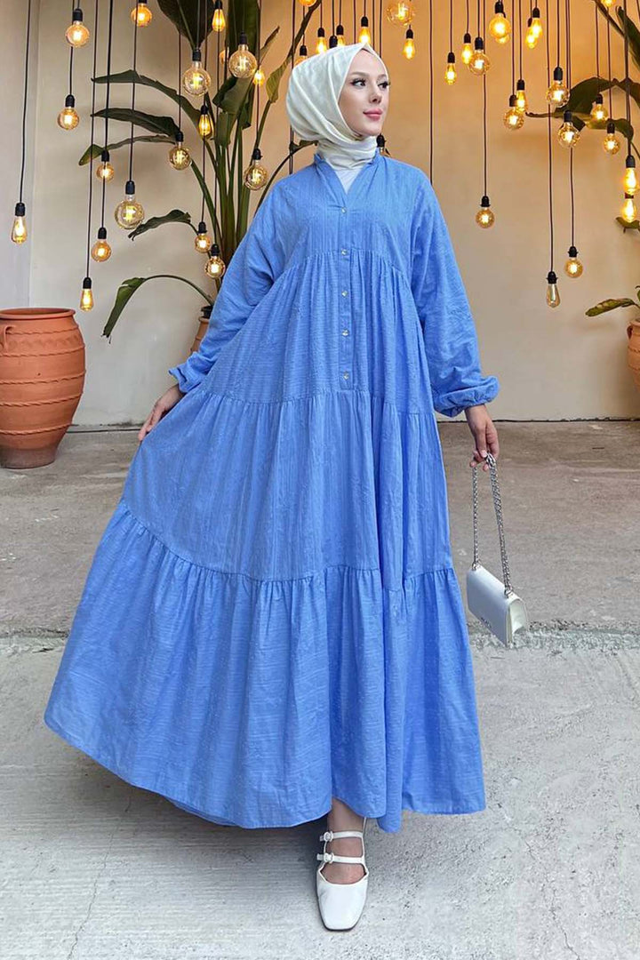 BNG Women Flower Embossed Dress Blue 1000 - Pen-y-Bont ar Ogwr