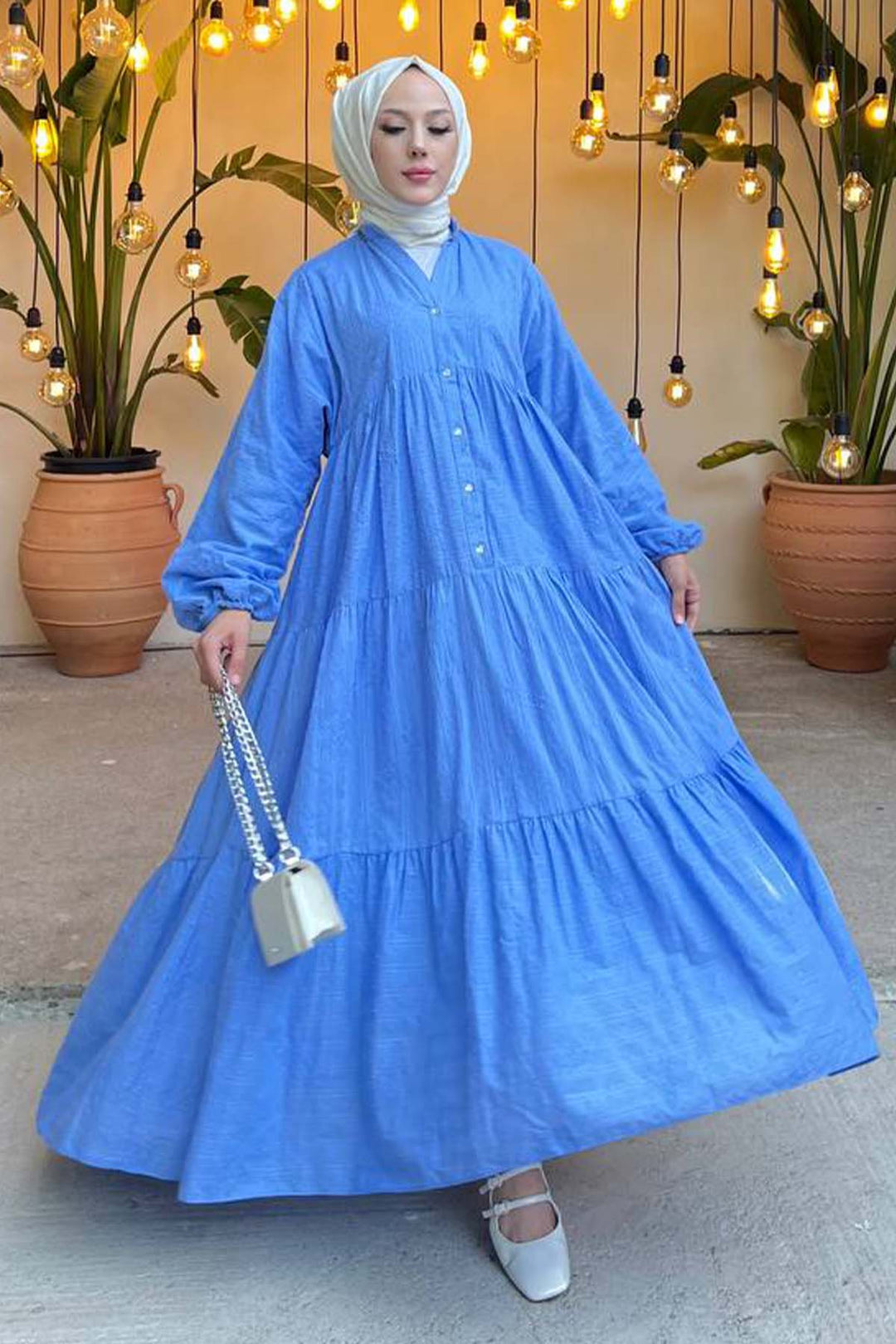 BNG Women Flower Embossed Dress Blue 1000 - Pen-y-Bont ar Ogwr