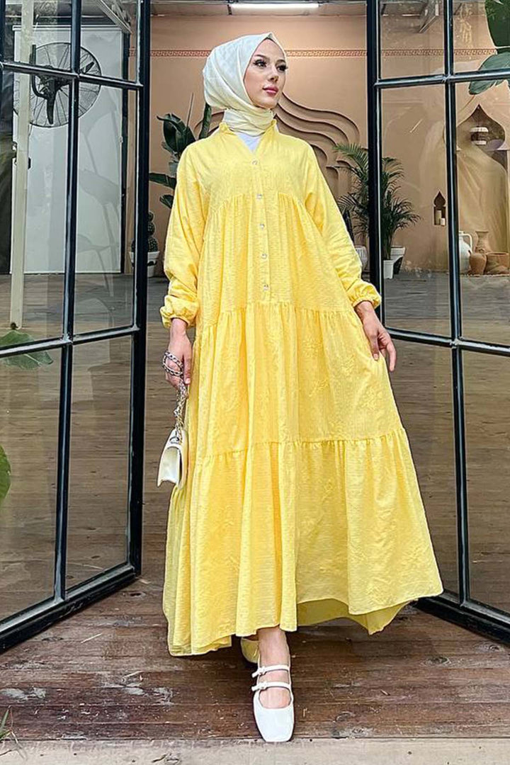 BNG Women Flower Embossed Dress Yellow 1000 - Delicias