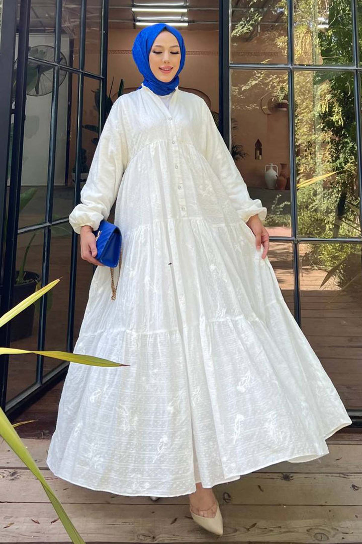 BNG Women Flower Embossed Dress White 1000 - Covina