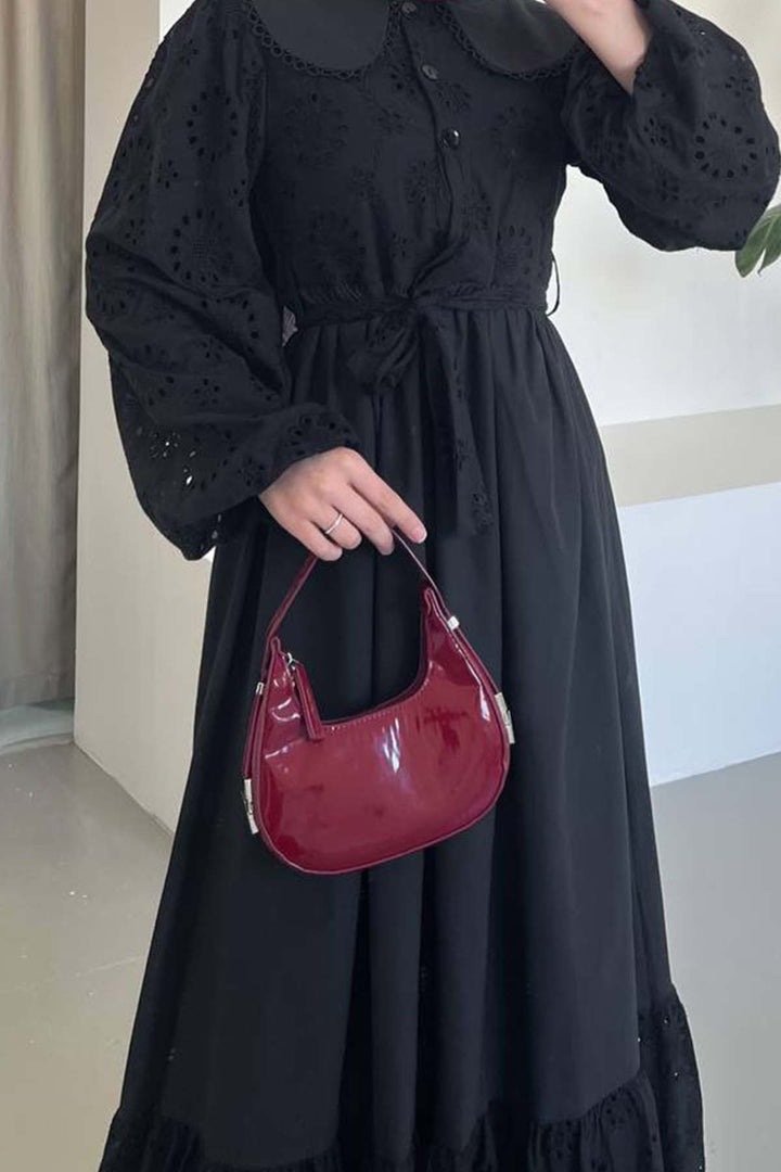 BNG Women Embroidered Detailed Baby Collar Dress Black 1003 - Etten-Leur