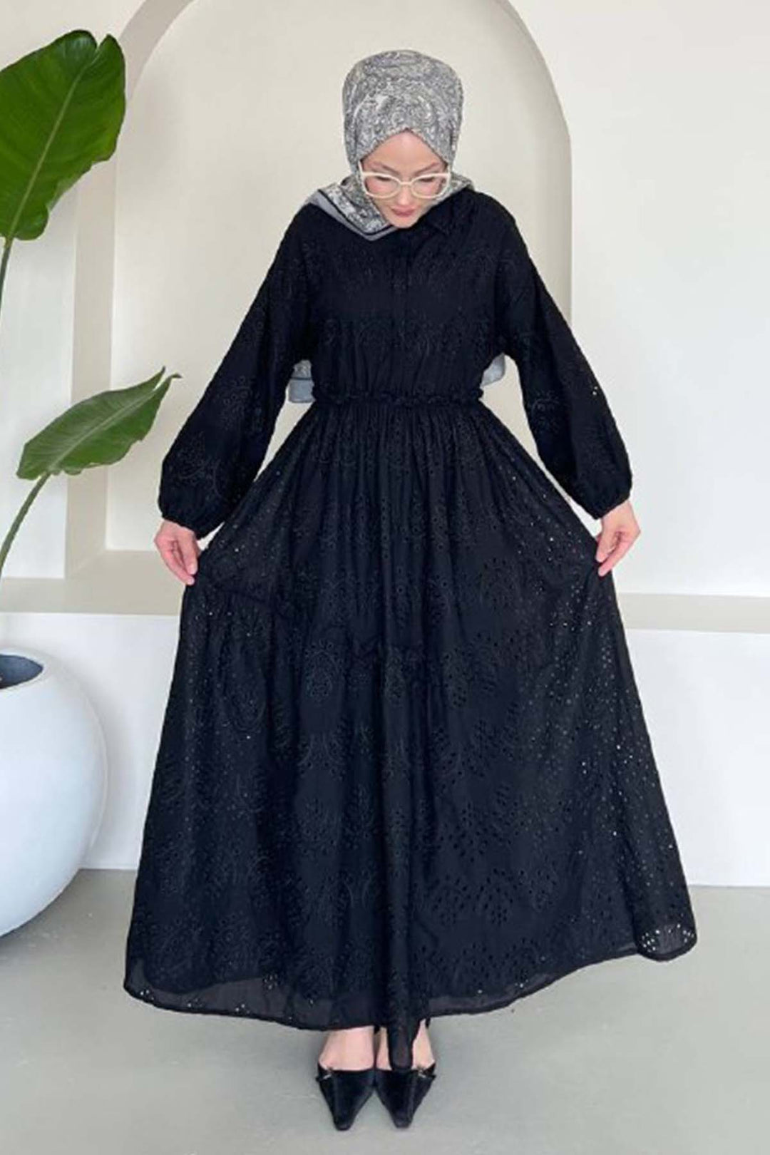 BNG Women Embroidered Hijab Dress Black 1009 - Wedel