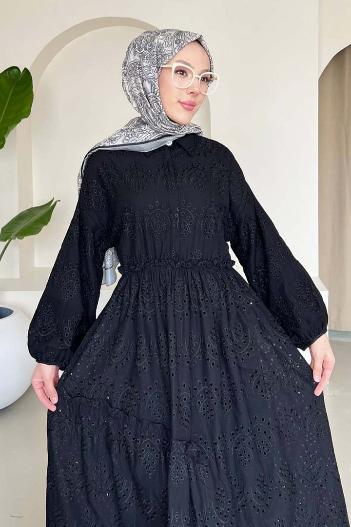 BNG Women Embroidered Hijab Dress Black 1009 - Wedel
