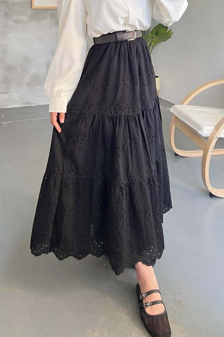 BNG Women İncili Brode Etek Siyah 1395 - Ogden