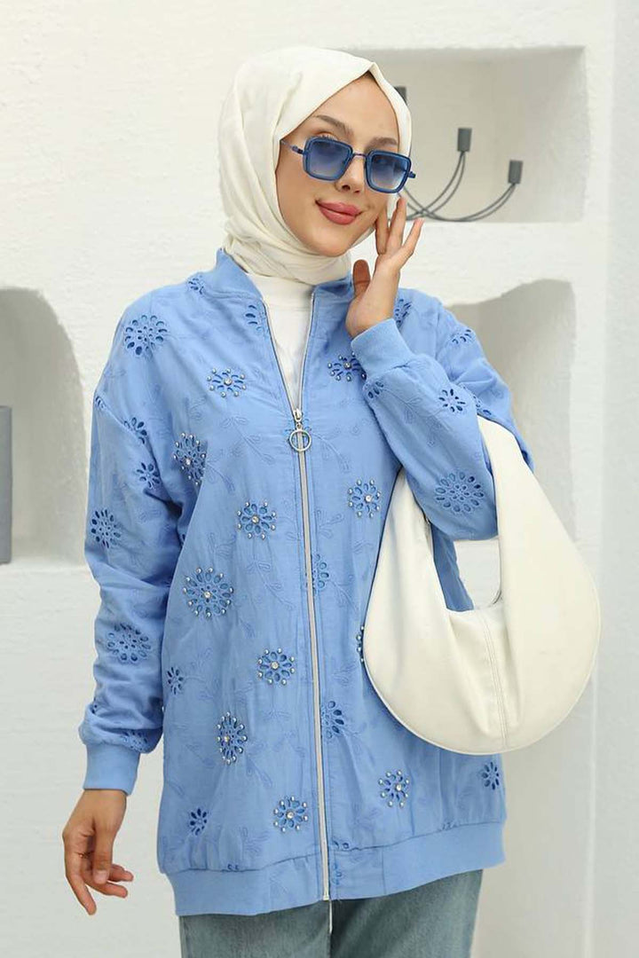 BNG Women Taş İşlemeli Brode Hırka Mavi 2000 - Hillsboro