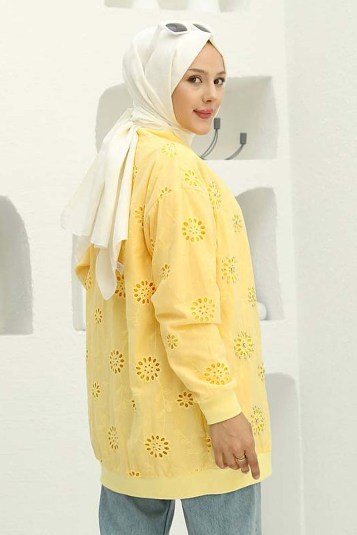 BNG Women Stone-embellished Embroidered Cardigan Yellow 2000 - Jurupa Valley