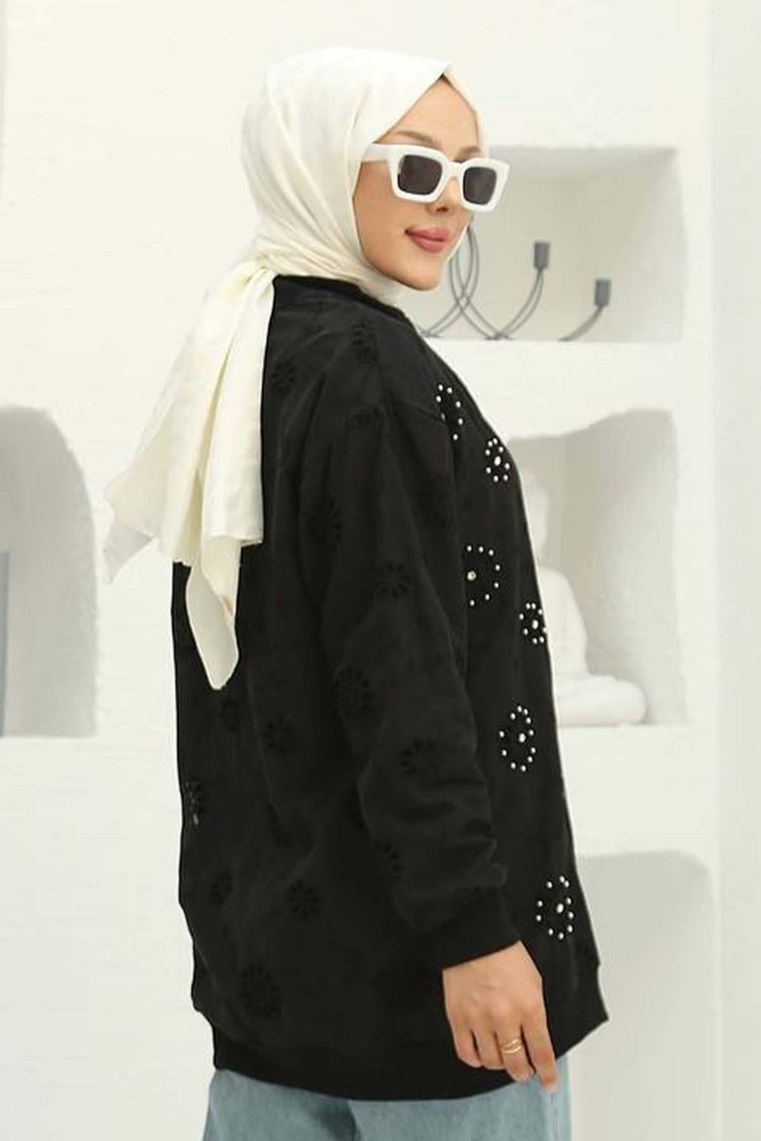 BNG Women Stone-embellished Embroidered Cardigan Black 2000 - Georgetown