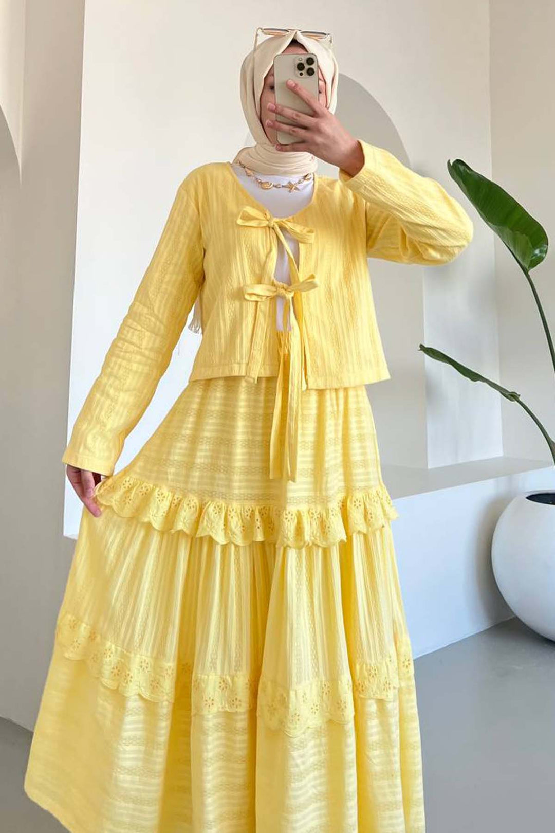 BNG Women Yellow Brocade Belted Skirt Suit 3012 - Paredes