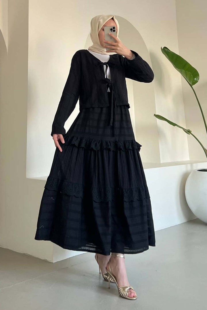 BNG Women Black Brocade Belted Skirt Suit 3012 - Fürth