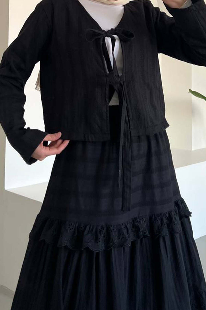 BNG Women Black Brocade Belted Skirt Suit 3012 - Fürth
