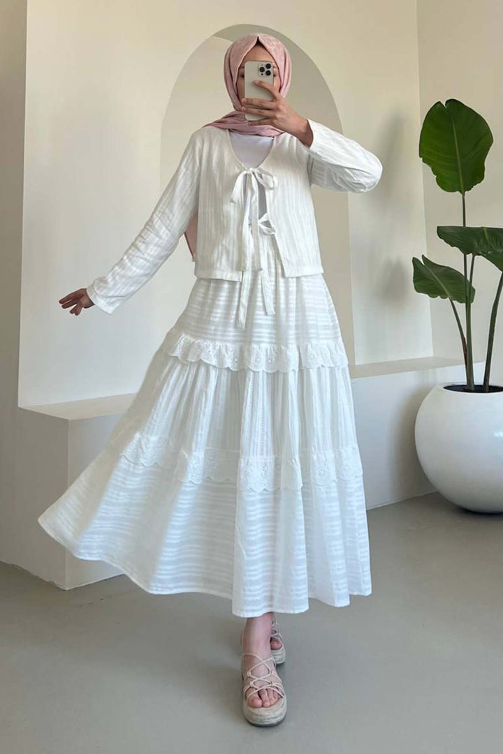 BNG Women Embroidered White Skirt Suit 3012 - Alghero