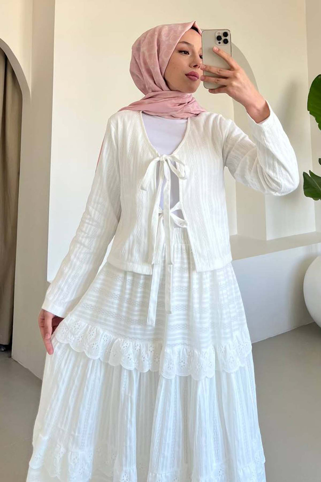 BNG Women Embroidered White Skirt Suit 3012 - Alghero