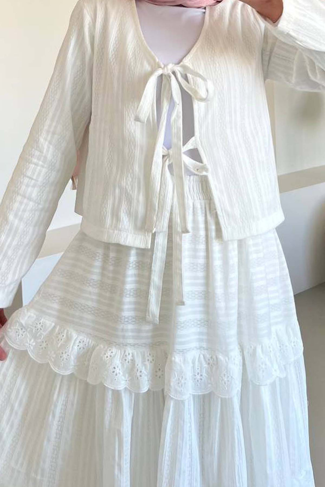 BNG Women White Suit with Embroidered Skirt 3012 - Mirabel