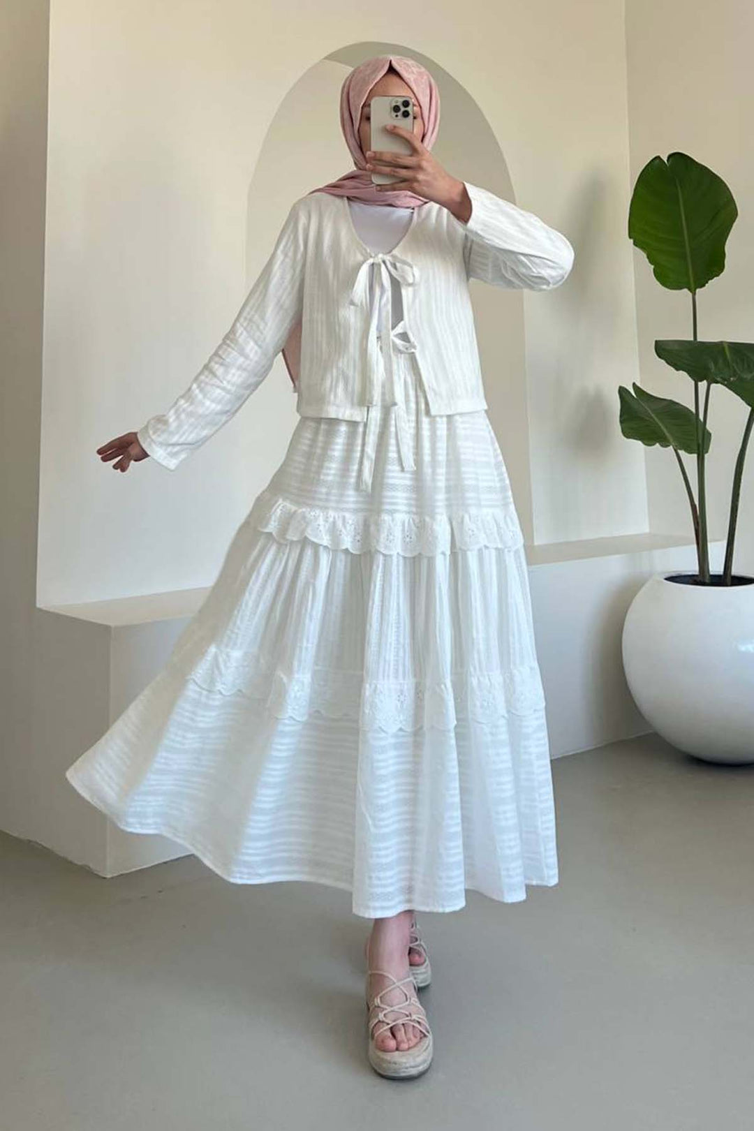 BNG Women Embroidered White Skirt Suit 3012 - Alghero