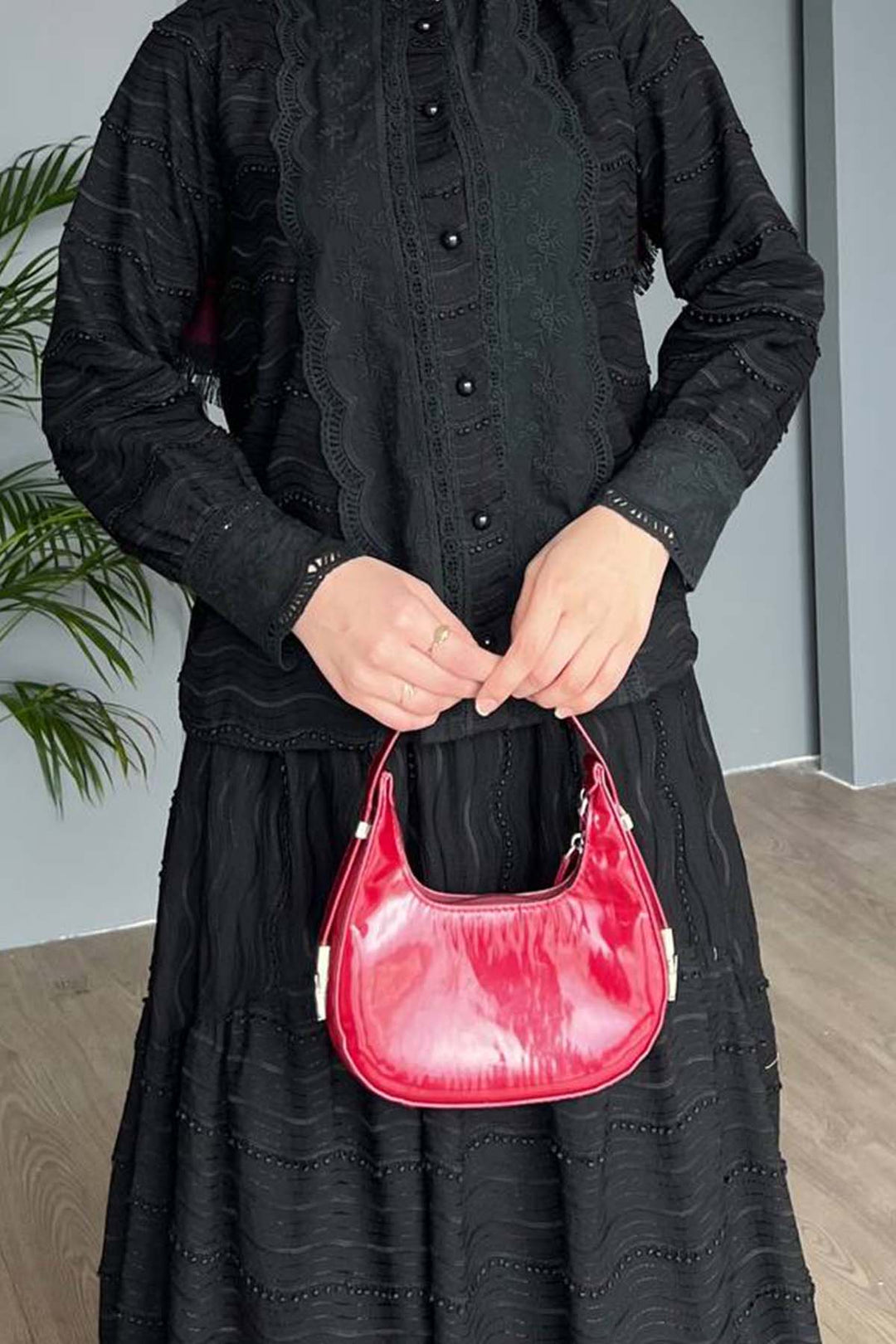 BNG Women Lace Detailed Embroidery Set Black 3001 - Lousada