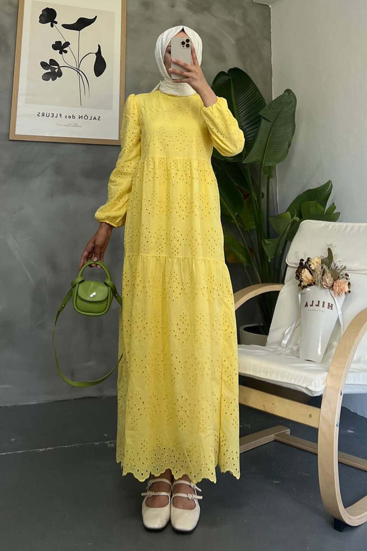 BNG Women Lace Dress Lemon Yellow 1073 - Kobryn