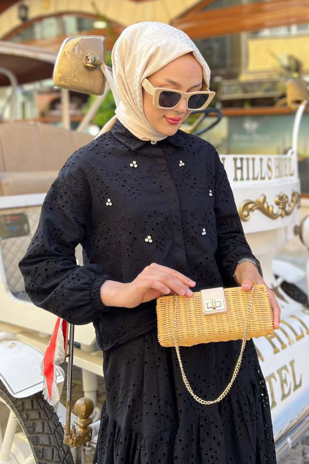 BNG Women Taş Detaylı Fisto Etekli Takım Siyah 1427 - Ovar