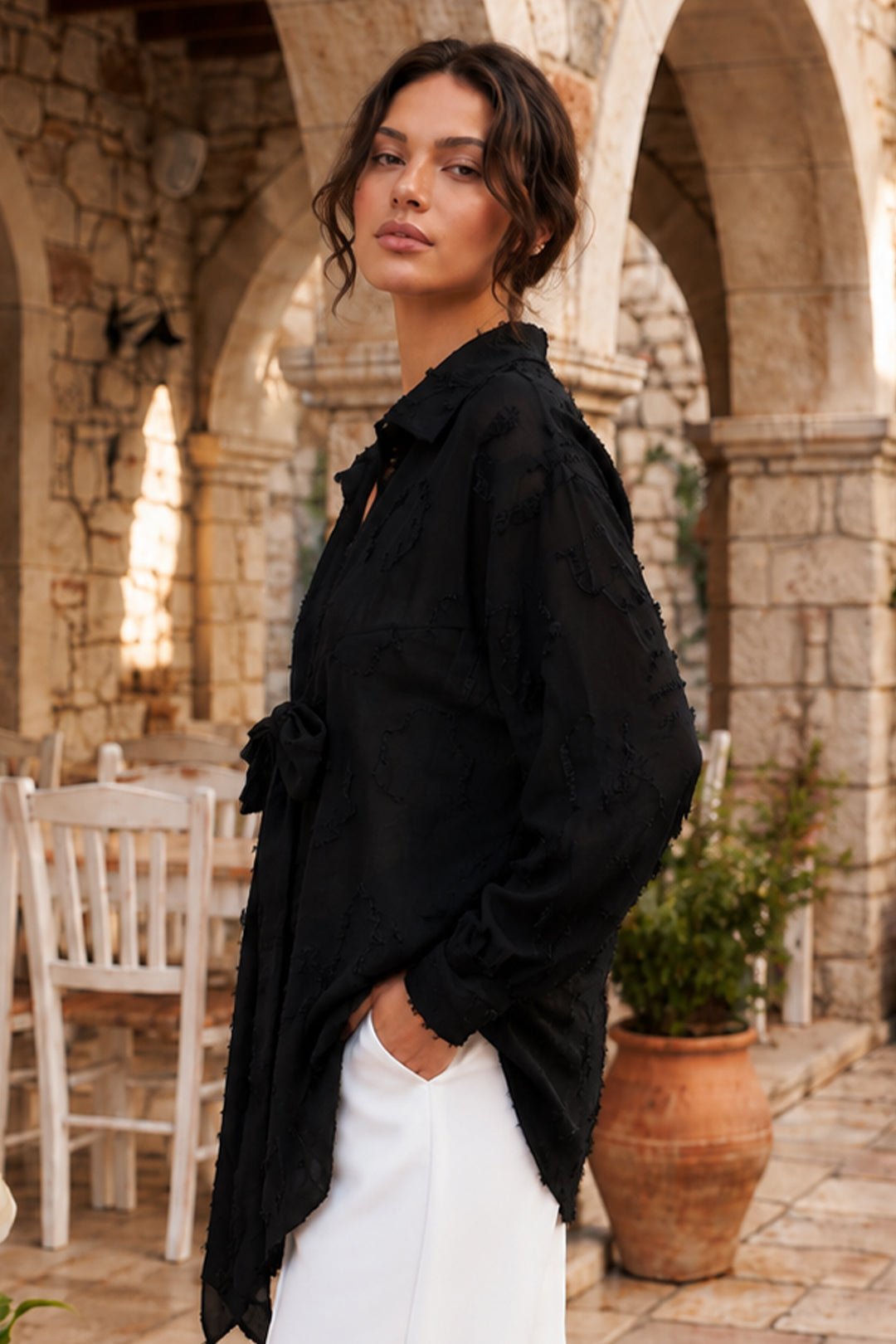 BNG Women Bağlamalı Kimono S2334 Siyah - Vernon