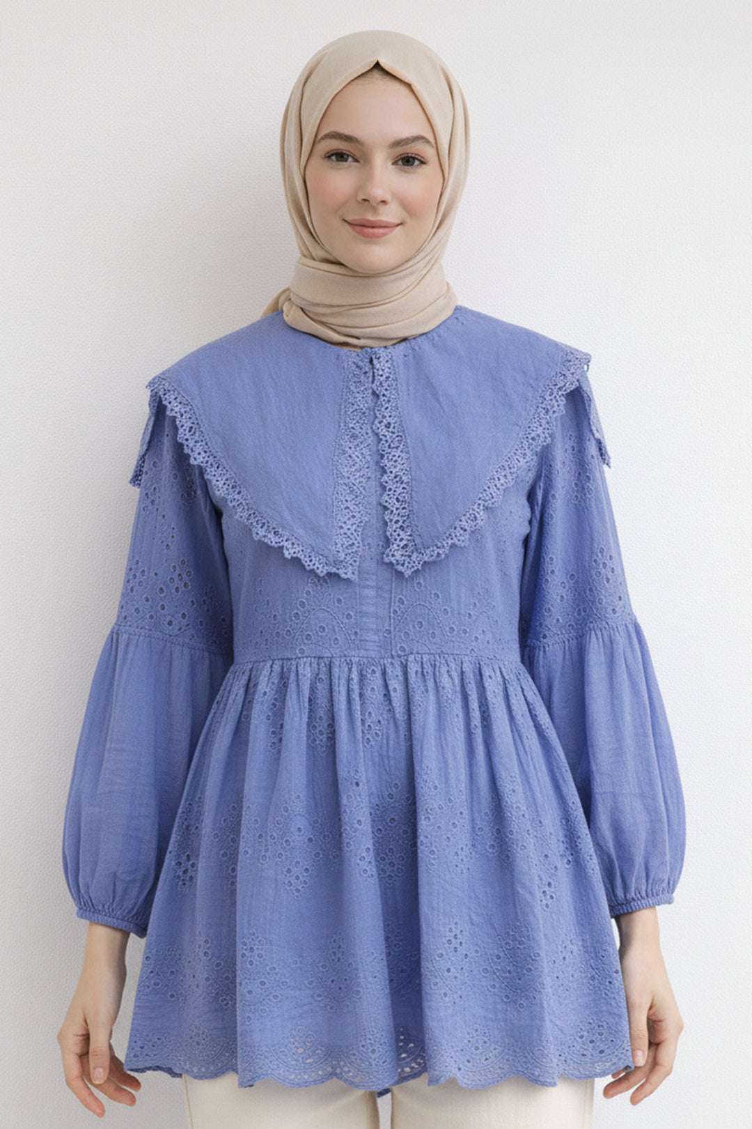 BNG Women Bebe Yaka Fisto Tunik A1420 Mavi - Atlantic City