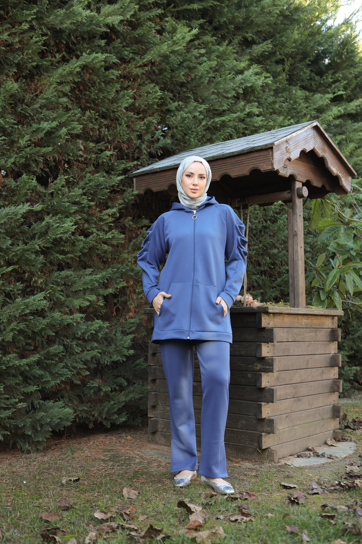 BNG Women Ruffled Shoulder Scuba Suit Indigo - Clermont