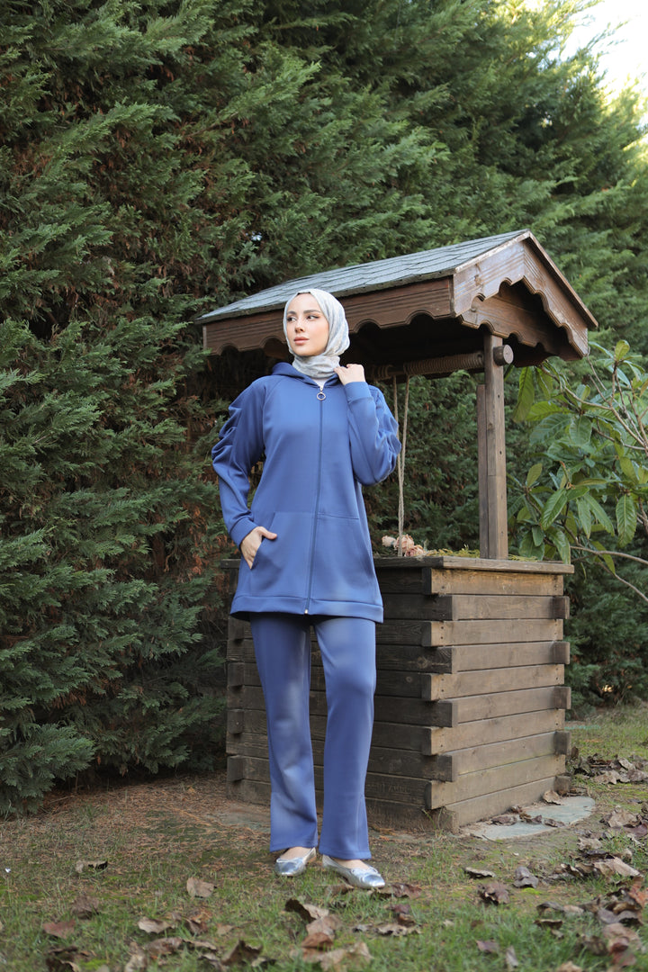 BNG Women Ruffled Shoulder Scuba Suit Indigo - Clermont