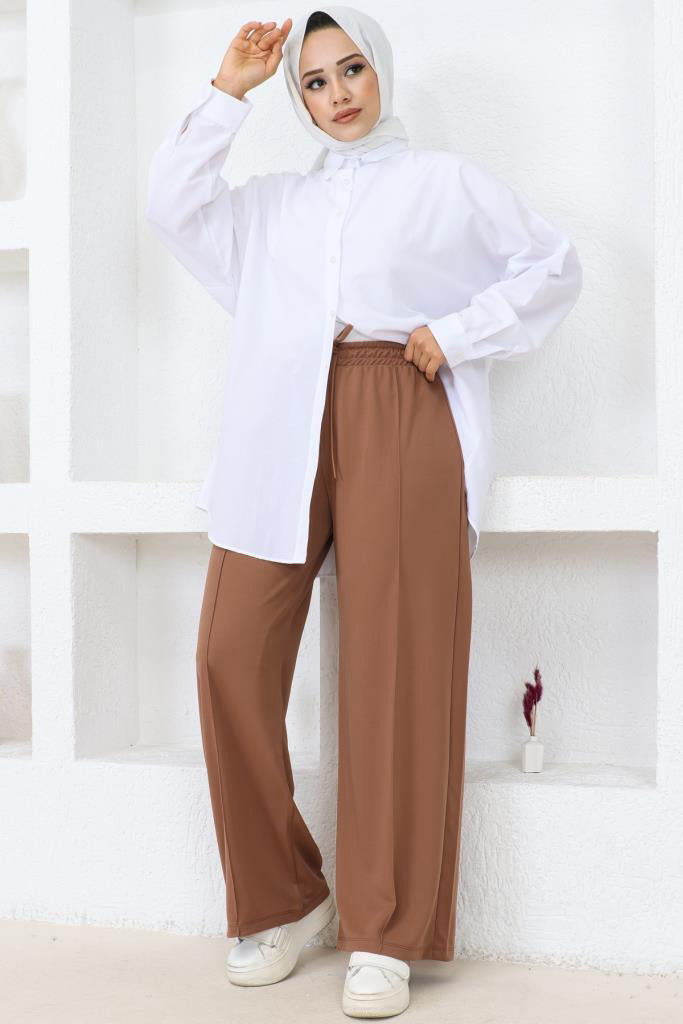 BNG Women  Elastic Waist Comfortable Loose Fit Baggy Pants Brown - Clermont