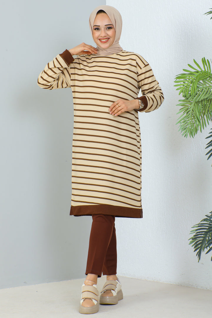 BNG Women Striped Tunic Brown - Clermont