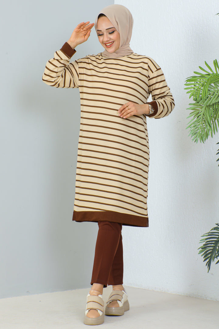BNG Women Striped Tunic Brown - Clermont