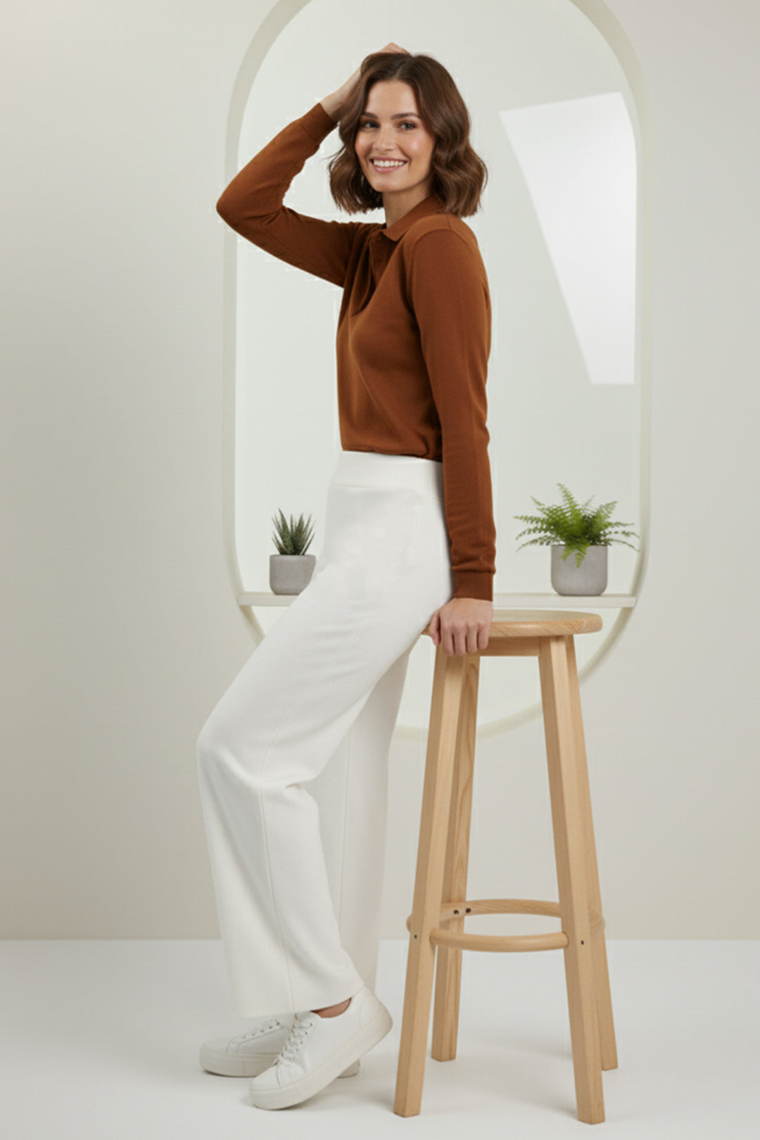 BNG Women Stone Color Elastic Waist Corduroy Pants - Roman