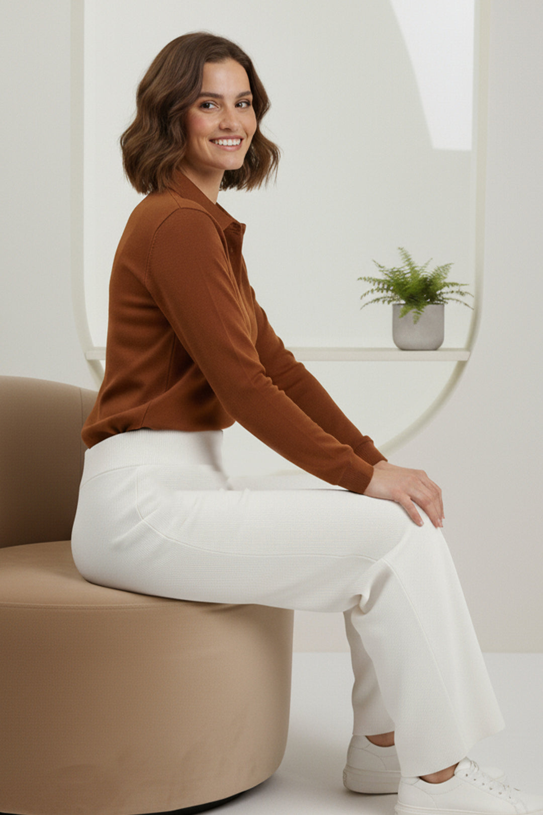 BNG Women Stone Color Elastic Waist Corduroy Pants - Roman