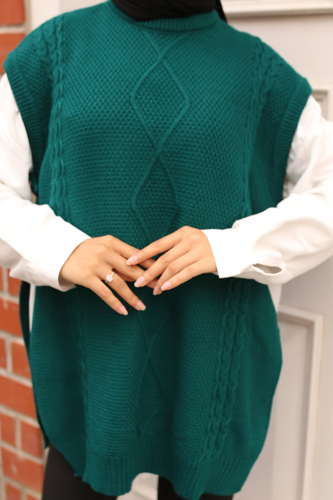BNG Women Cable Knit Sweater with Side Ties Emerald Green - Clermont
