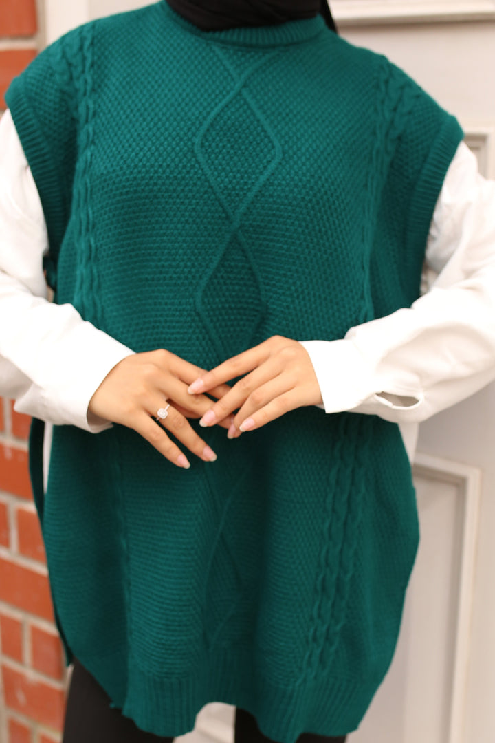 BNG Women Cable Knit Sweater with Side Ties Emerald Green - Clermont