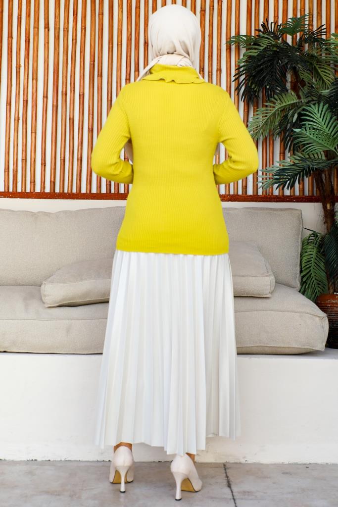 BNG Women Frilly Detailed Turtleneck Sweater Yellow - Clermont