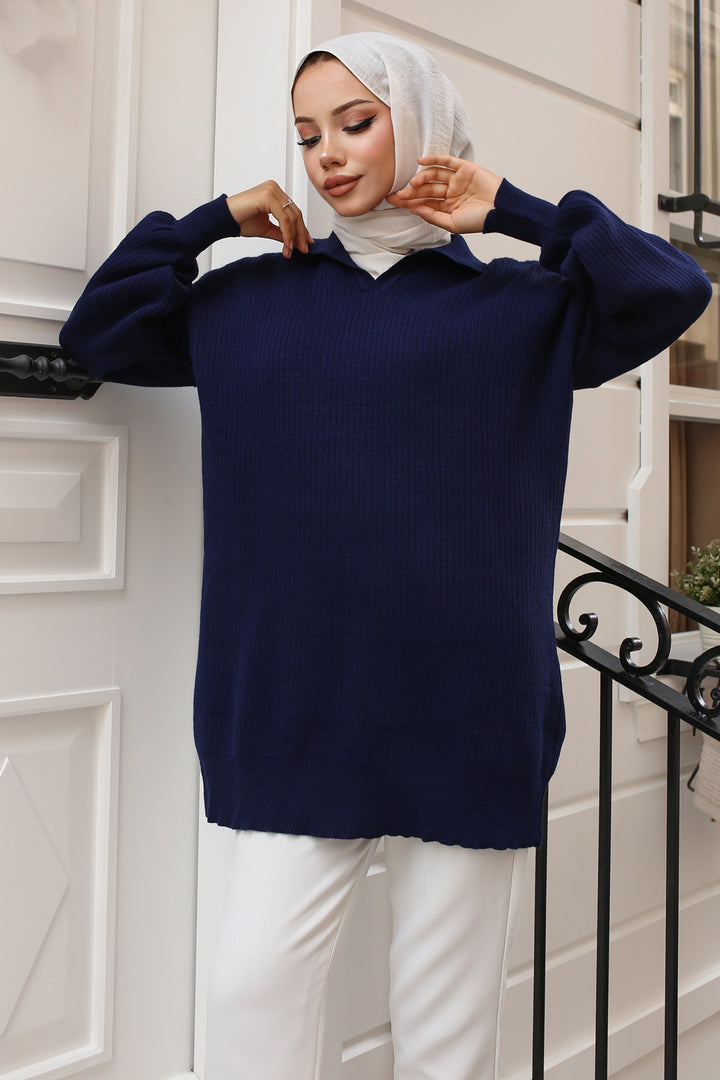 BNG Women -59 Yarn Knit Tunic Navy - كليرمونت